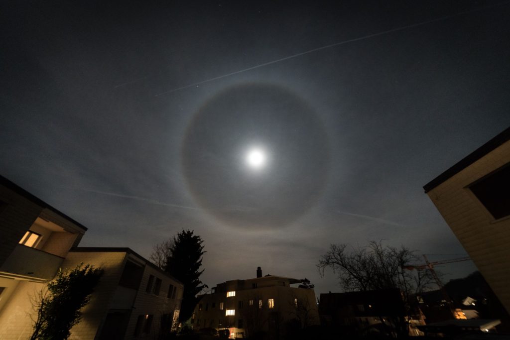 Moon Halo - A big halo around the moon