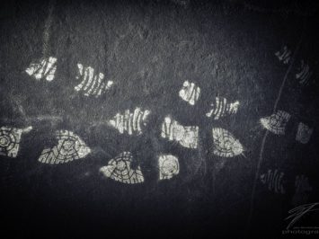 Footsteps in the thick, black dust of the old Ferrum foundry in Schafisheim, Switzerland, Schweiz