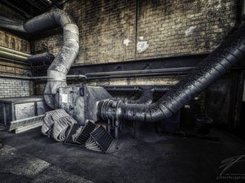 Dirty Air - A part of the air filtering system and oldl filters in the old Ferrum foundry in Schafisheim, Switzerland, Schweiz