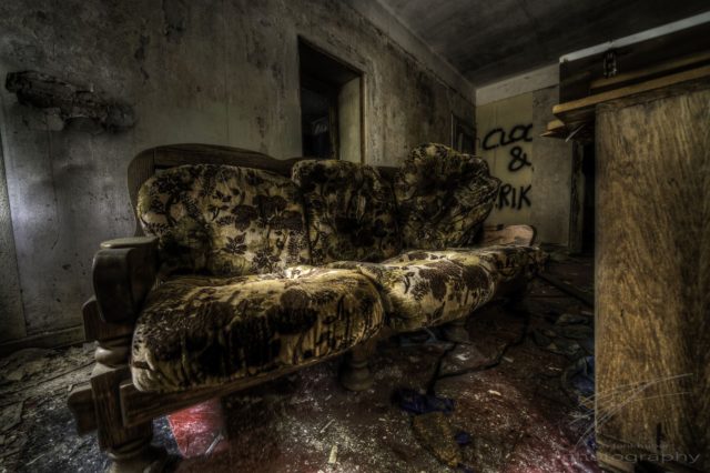 My Sofa - In the CLinique du Diable, an abandoned clinique / hotel / sanatorium in Alsace, France