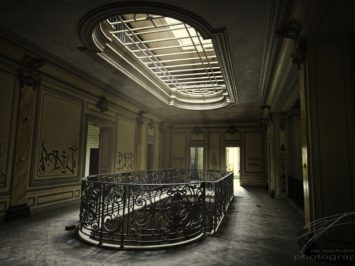 Light in the Hallway - Light trhough the atrium in the Château Lumière, an abandoned mansion / villa in Alsace, France