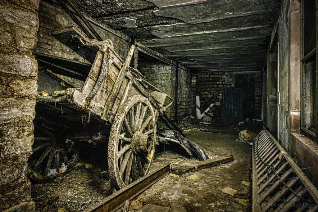 Laid in Wheels - A carriage in the basement of the Château Lumière