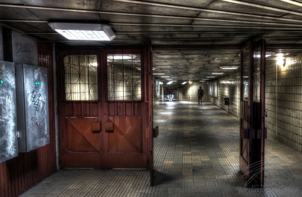 Entrance - An entrance to the metro / subway in Bucharest, Romanaia